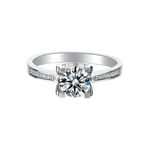 Fashion Jewelry  925 Silver Ring For Women Wedding Ring Four Prong Moissanite With Cutting Diamonds  For Anniversary